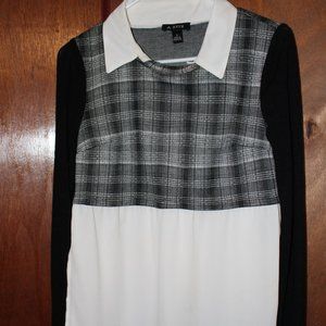 Classy school girl checkered blouse.